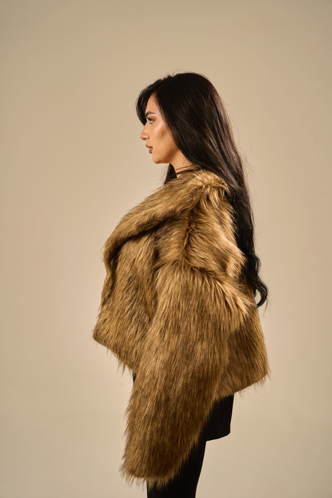 Faux Fur Coat - Taupe