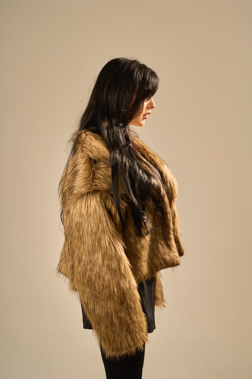 Faux Fur Coat - Taupe